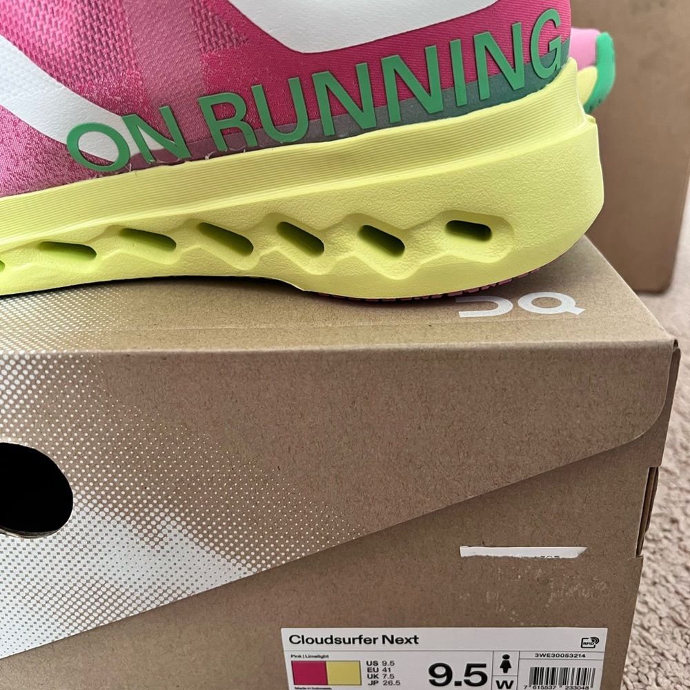 On Running On Cloudsurfer Next Sneakers Pink Limelight NIB cloudtec - Picture 5 of 7